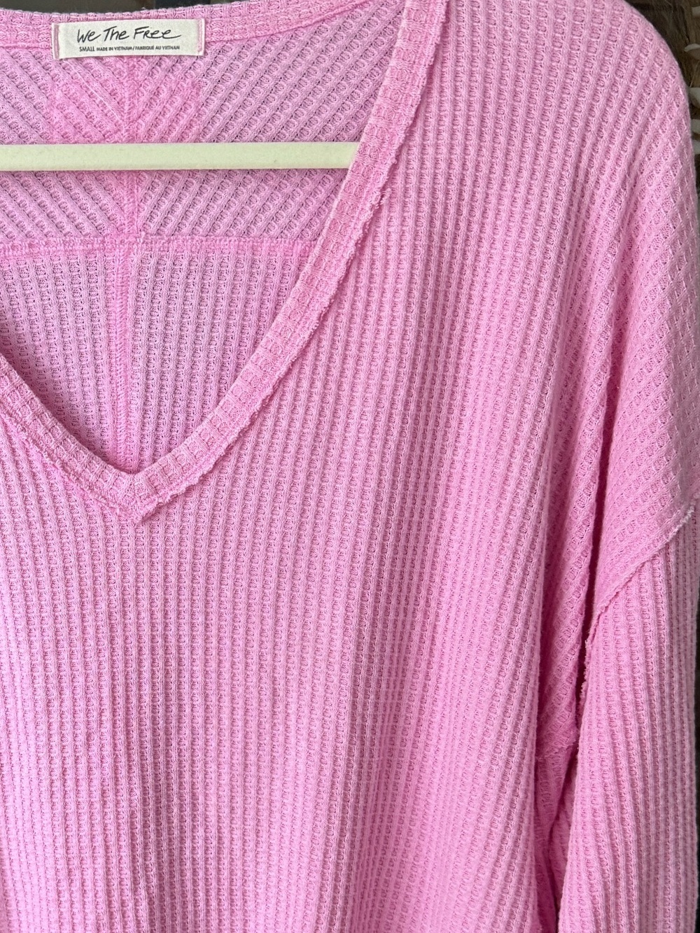 We The Free People Coraline Thermal Top Oversized Waffle Knit Swing long sleeve - Picture 7 of 9